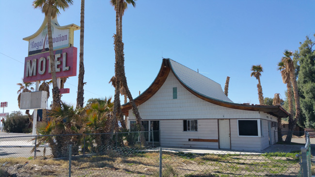 Abandoned Arne's Royal Hawaiian Motel in Baker California