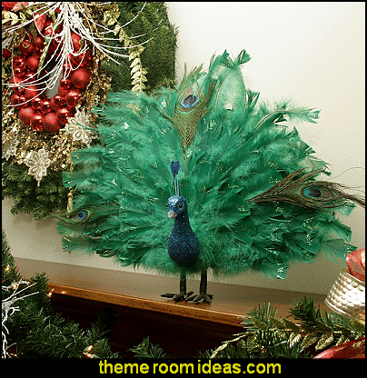 Peacock Bird with Open Tail Feathers Christmas Decoration