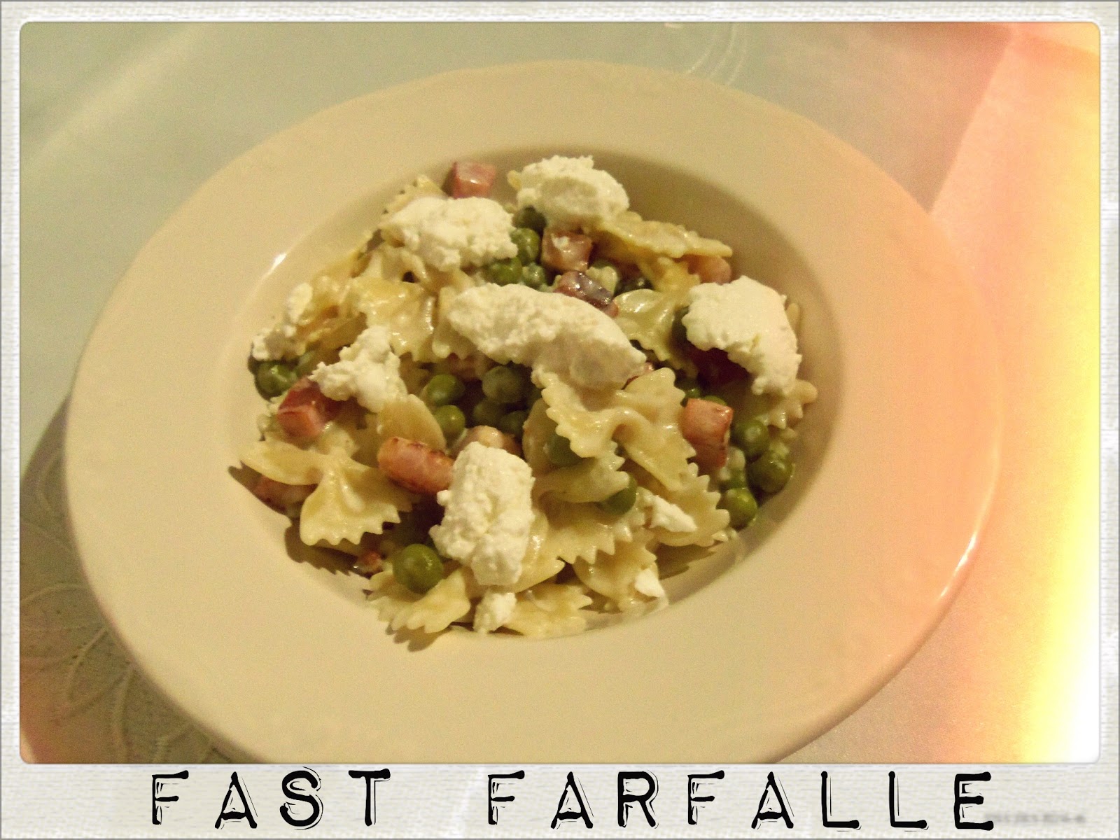 You've Got Meal! Farfalle with Bacon, Peas and Ricotta