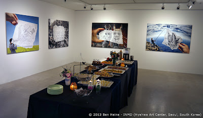 Cold buffet during Ben Heine exhibition