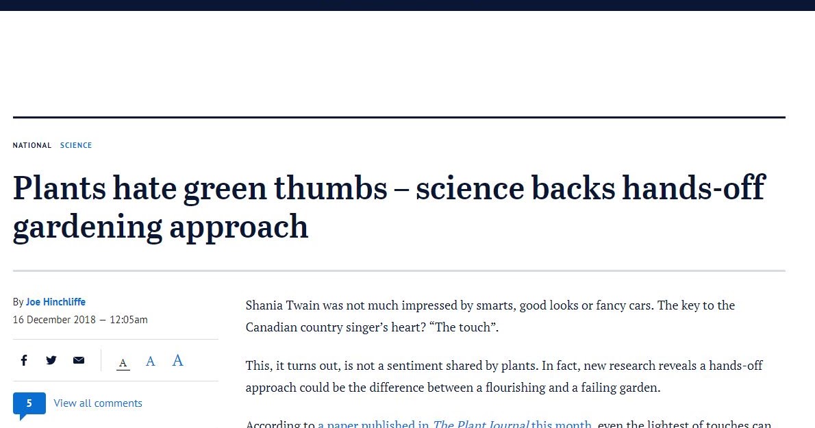 Talking Plants Too Plants don't like to be touched