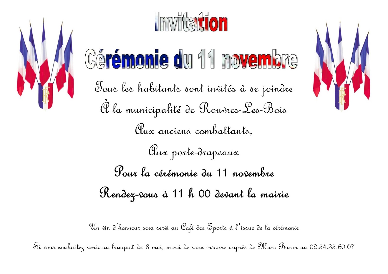 MAIRIE DE ROUVRESLESBOIS Invitation Cérémonie du 11 Novembre