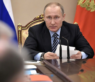 Vladimir Putin at a meeting of the Commission for Military Technical Cooperation with Foreign States.