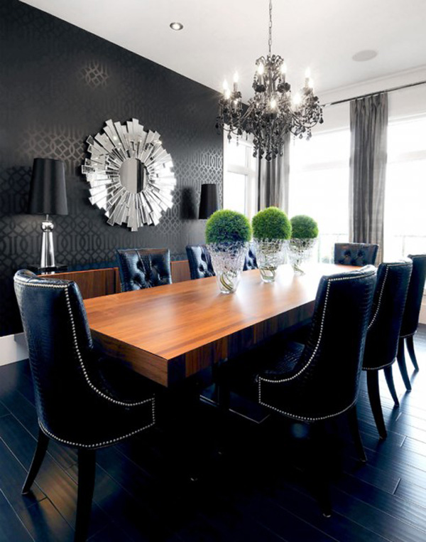 BLACK WALL INTERIORS DESIGN DINNING ROOM FOR A MODERN HOME