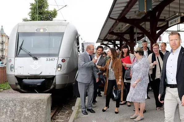 Prince Carl Philip and Princess Sofia of Sweden traveling by train from Stockholm to Karlstad for their two day visit to the region Varmland 