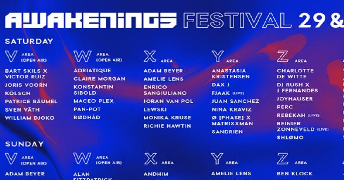 Awakenings Festival Unveils The Stage Breakdown With All The Artists Richie Hawtin Nina Kraviz Maceo Plex Among The Names Track D