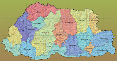 Bhutan Map Regional Political