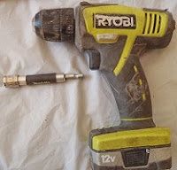 Electric drill or Ryobi® 12-volt Cordless drill is needed to mix the paint