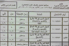 جدول اختبارات سنوات النقل للشهادات الازهرية 2018 الشهادة الاعدادية والثانوية الازهرية