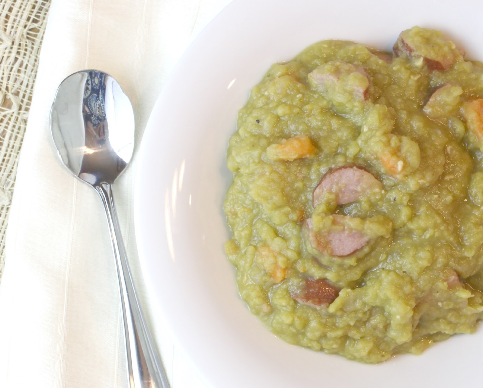 Cheese Curd In Paradise Easy Split Pea and Kielbasa Soup