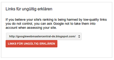 Tool zum ungültig erklären von Links in den Webmaster Tools