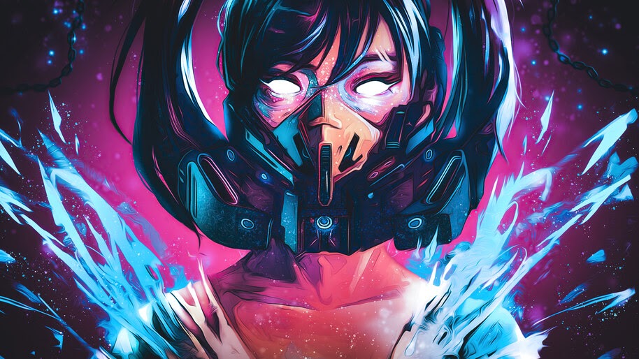Girl, Gas, Mask, Digital Art, 4K, #6.1242