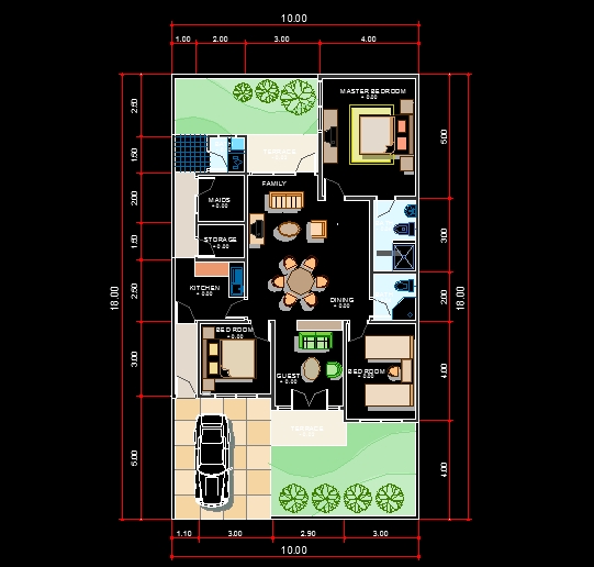 Contoh Gambar Denah Rumah Autocad