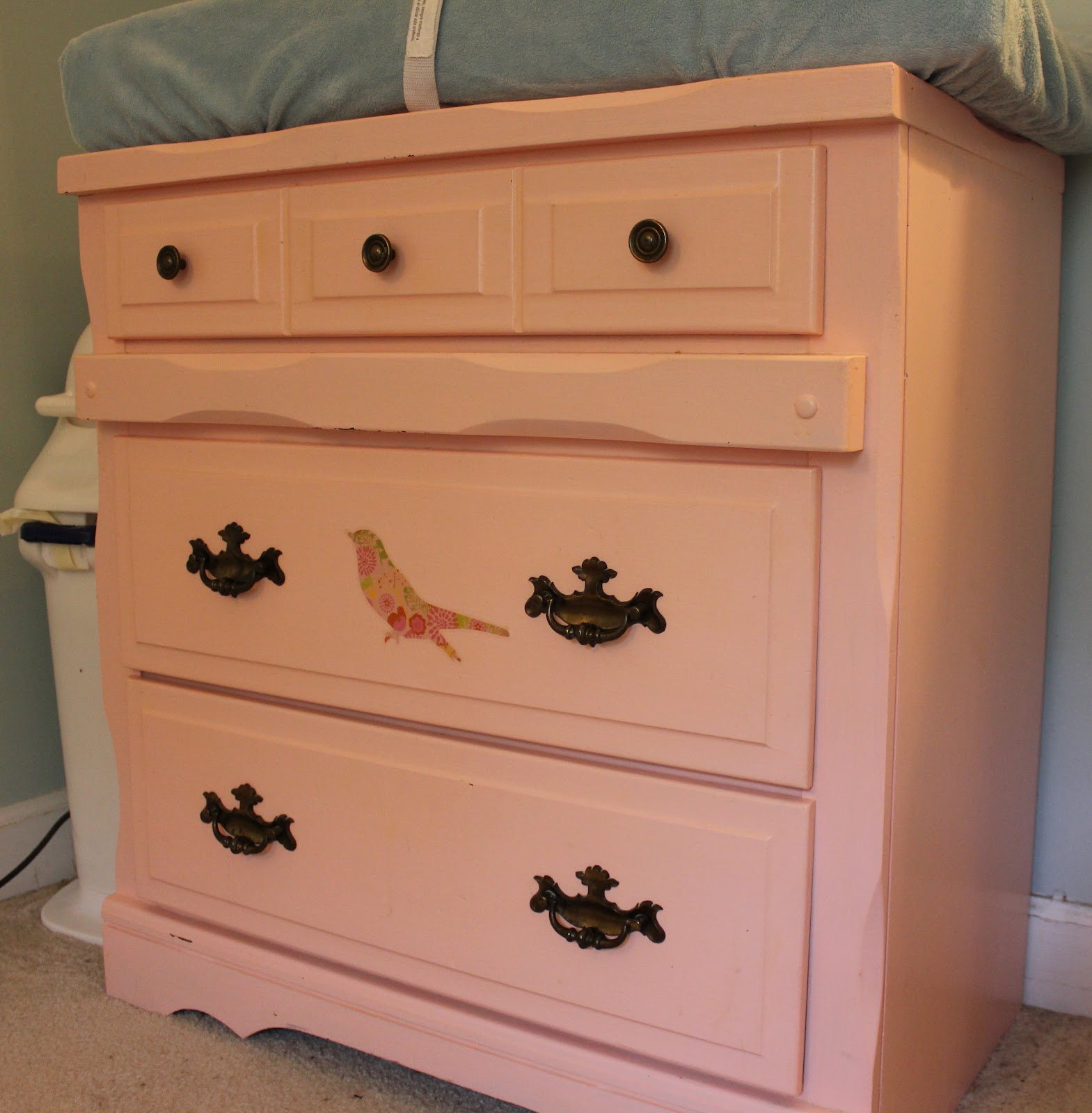 PeaHen Pad Vintage Pink Nursery Dresser