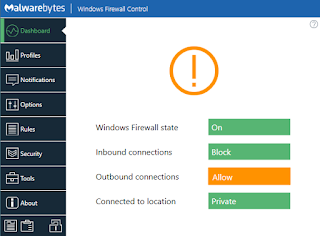 Windows Firewall Control - Dashboard iniziale