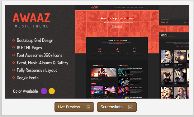 awaaz music responsive html5 template music html5 template