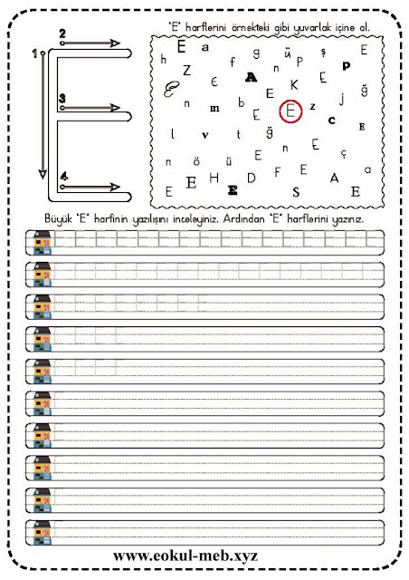 1. Sınıf E Harfi Okuma