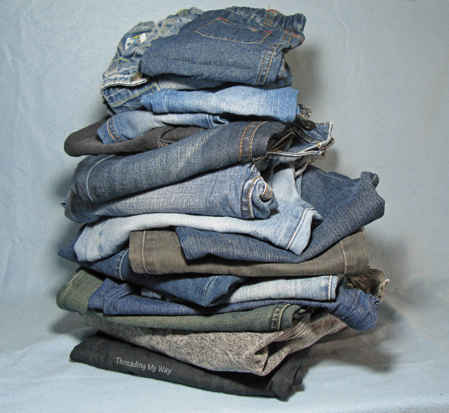 Resources to help with upcycling, repurposing and refashioning pre-loved denim jeans - tutorials, ideas, projects, tips for sewing with denim ~ Threading My Way