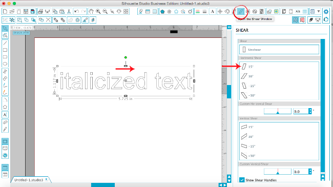 silhouette studio make text italics silhouette cameo