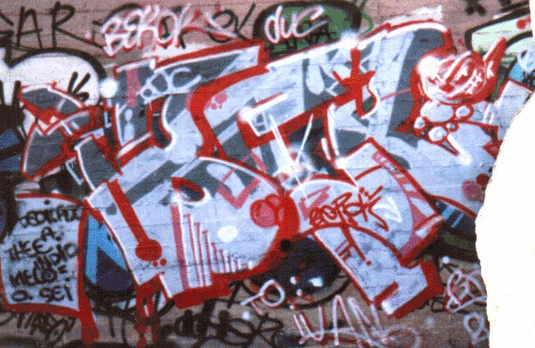 Mi primer graffiti dedicado a The Cesart , Indio, Melo y Sei en la Torrassa , Hospitalet de Llobregat