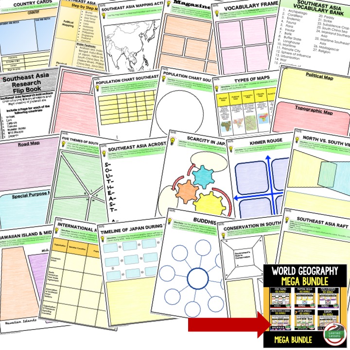 World Geography Activities, Choice Board, Digital Interactive Notebook
