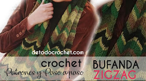 Patrones de Bufanda Crochet Zig Zag con Instrucciones en Español