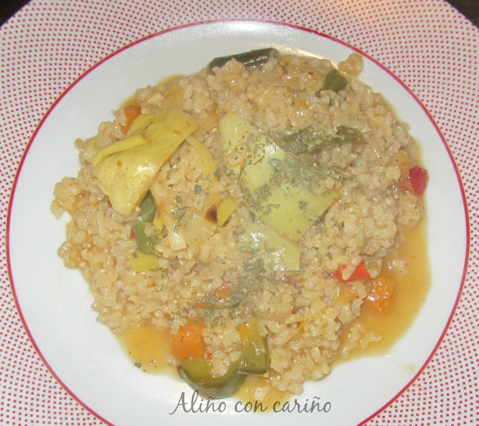 PAELLA DE VERDURAS CON ARROZ INTEGRAL ALIÑO CON CARIÑO