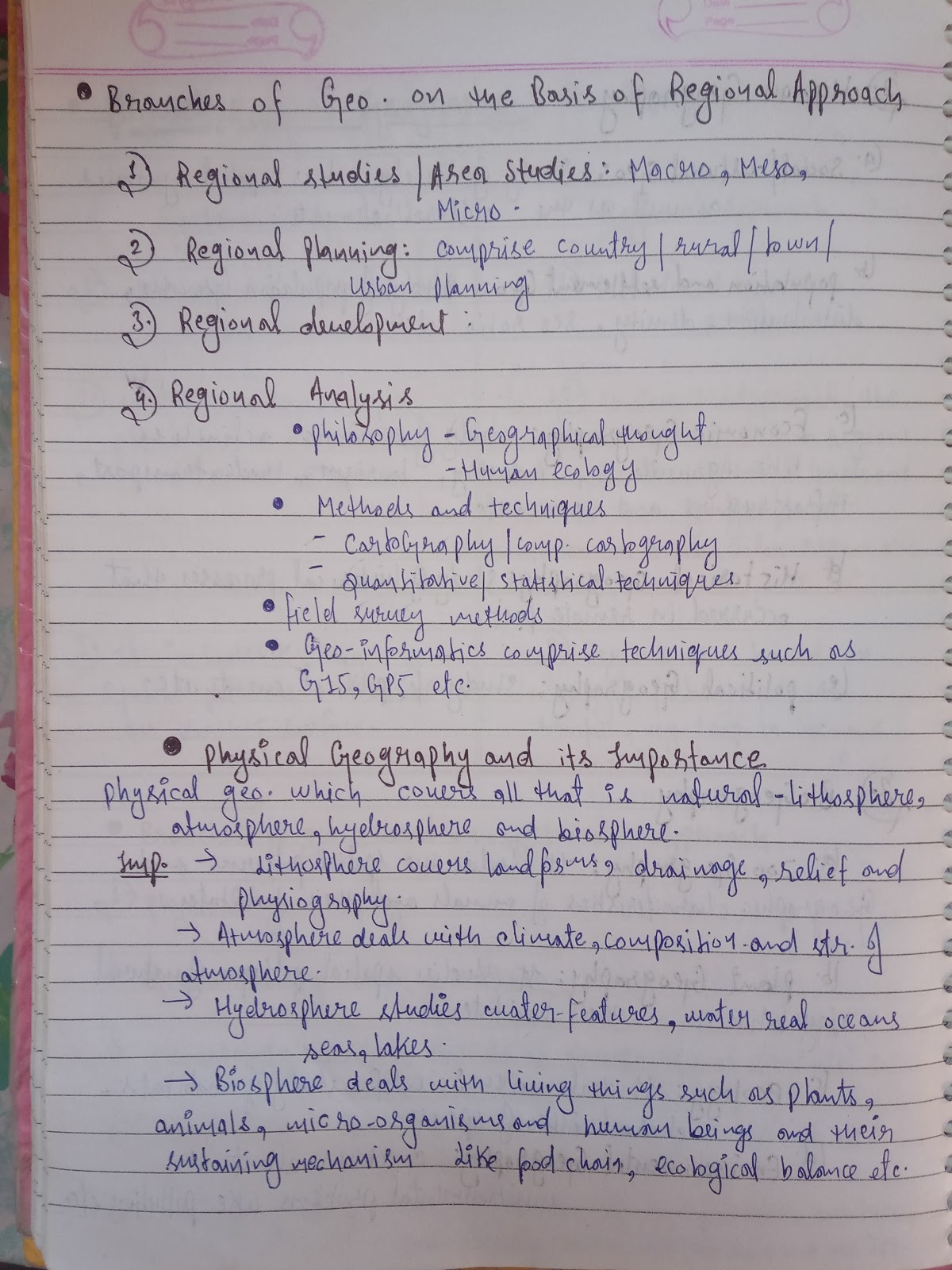 Handwritten Notes of GEOGRAPHY AS A DISCIPLINE Geography class 11th