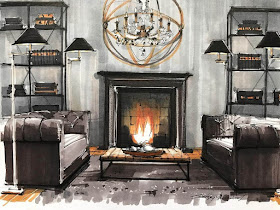 01-Living-Room-Fireplace-Sergei-Tihomirov-СЕРГЕЙ-ТИХОМИРОВ-Varied-Living-Room-Interior-Design-Sketches-www-designstack-co