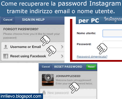 recupero password instagram