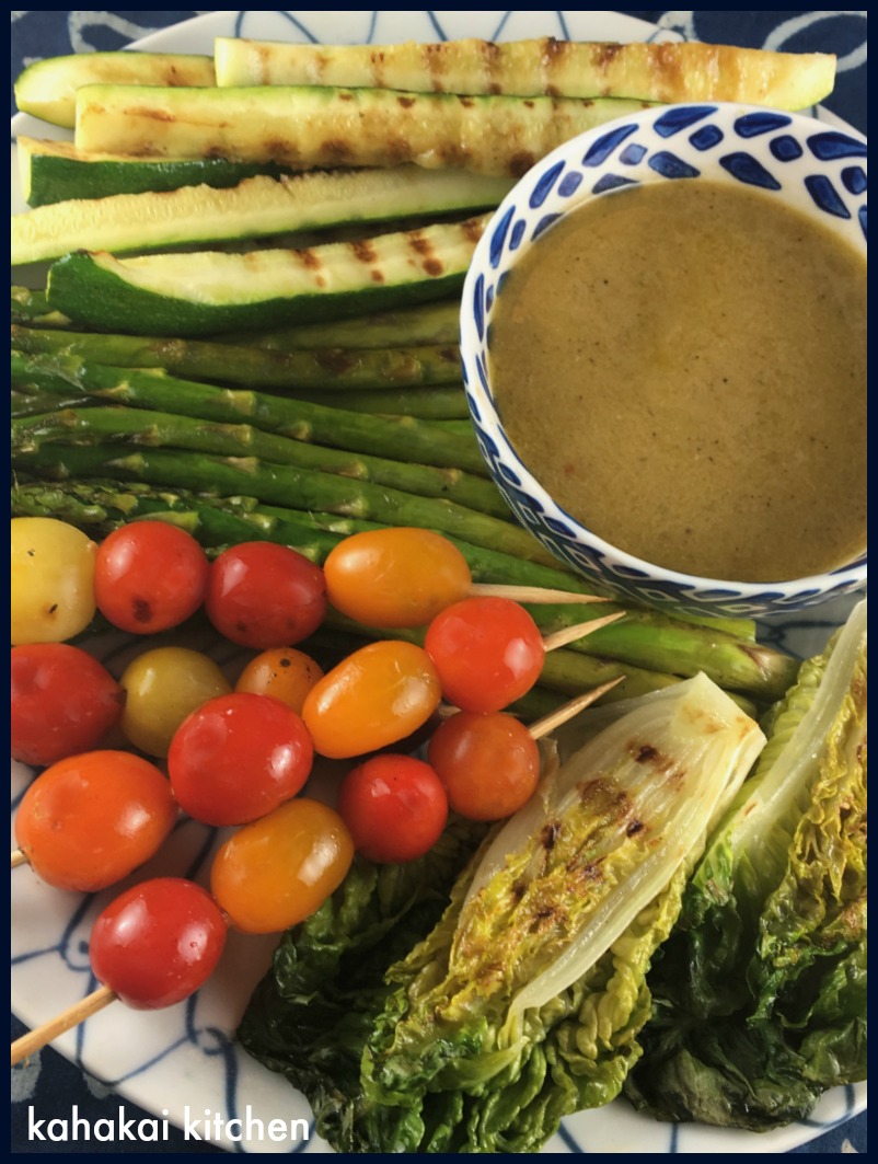 Kahakai Kitchen Grilled Asparagus and Veggies with Garlic and Anchovy