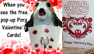 Porg Valentines Pop-Up Cards from Star Wars The Last Jedi Free Printables