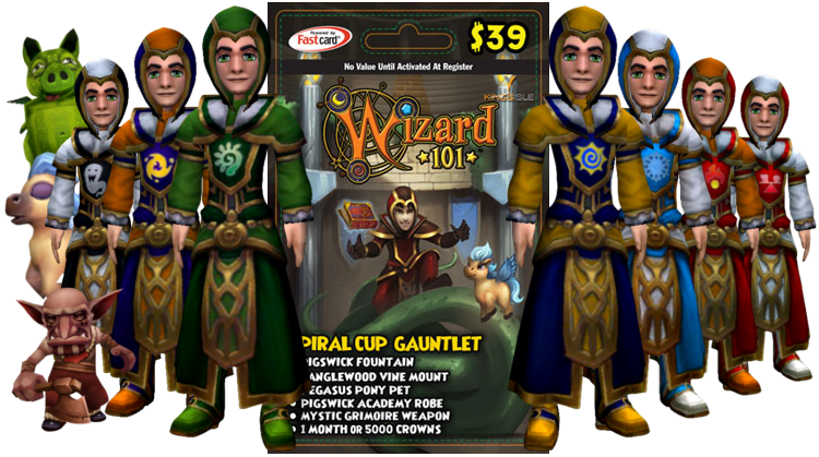 Wizard101 Spiral Cup Gauntlet Bundle Card and Drops