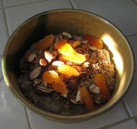 oatmeal with apricots almonds and sesame seeds