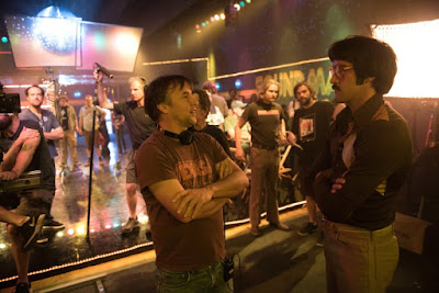 Richard Linklater and Juston Street on the set of Everybody Wants Some