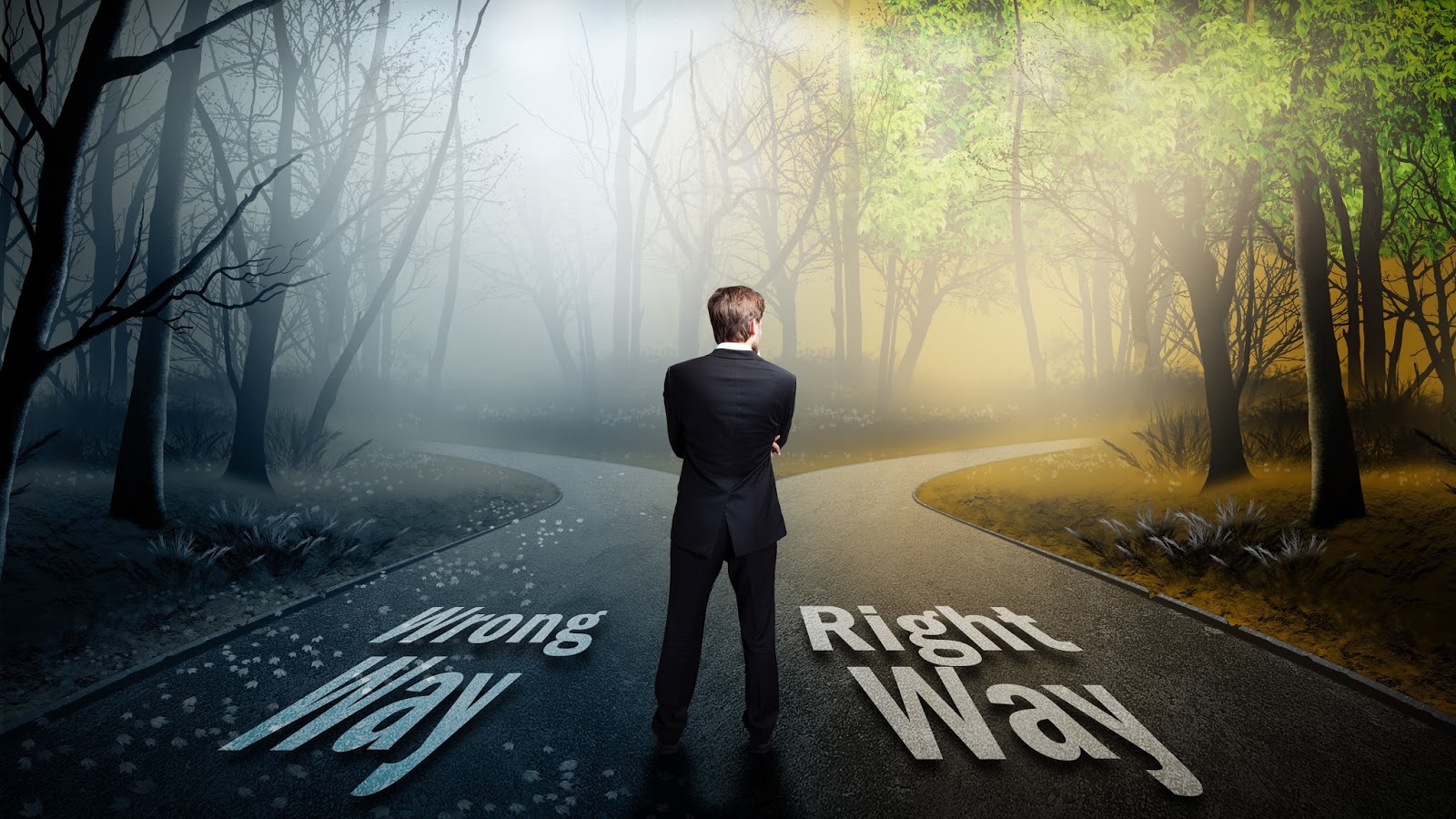 Two paths one of light and righteousness the other sin and darkness 