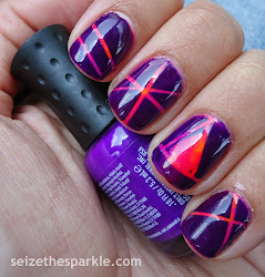 tape striping nail neon manicure saturated