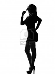 silhouette thinking woman pensive looking stylish length background caucasian isolated loud blogging studio