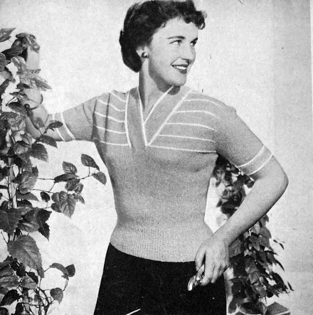 The Vintage Pattern Files: Free 1950's Knitting Pattern - Summer Bouclet Blouse