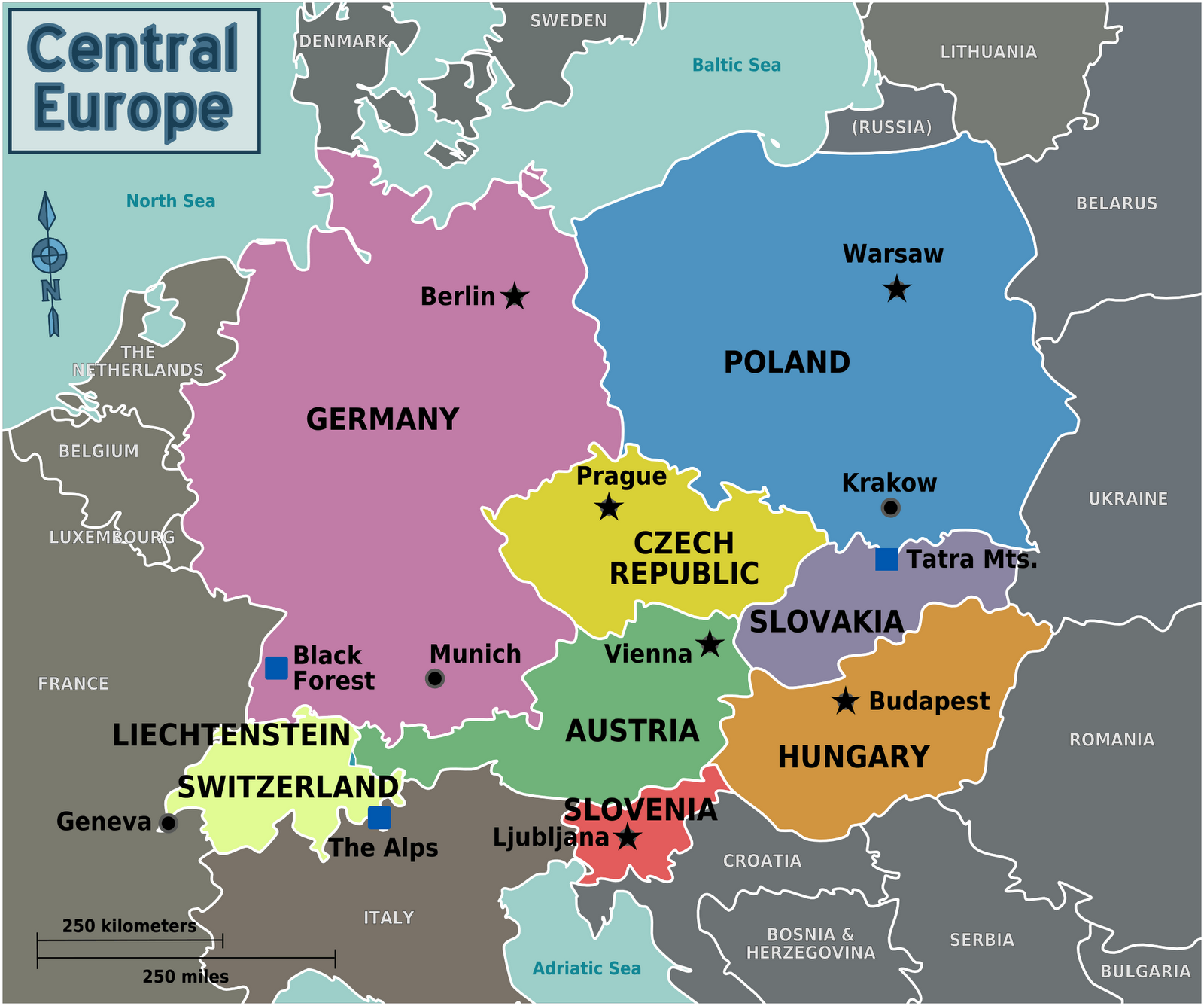 Mappa dell'Europa Centrale Politico Images - Frompo