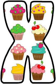 Abecedario con Cupcakes Grandes. Alphabet with Big Cupcakes. 