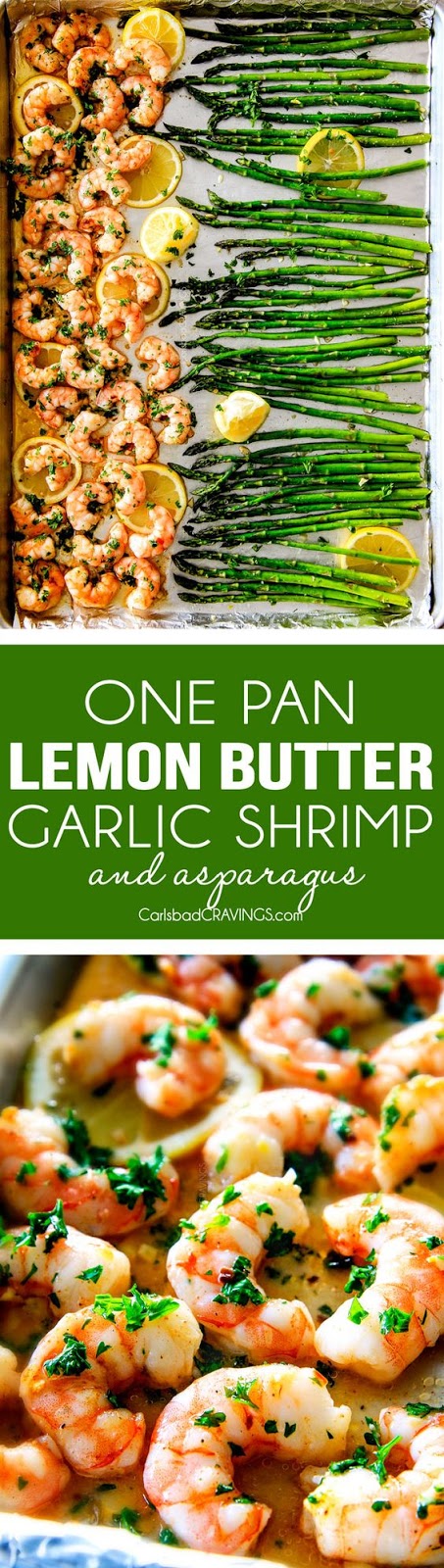 Roasted Lemon Garlic Butter Shrimp and Asparagus Roasted Lemon Garlic Butter Shrimp and Asparagus