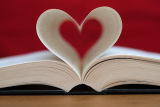 Heart shaped pages in book