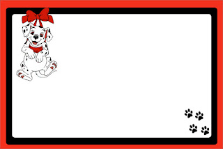101 Dalmatians in Red and Black: Free Printable Invitations. 101 Dalmatians in Red and Black, Free Printable Invitations, Labels or Cards.