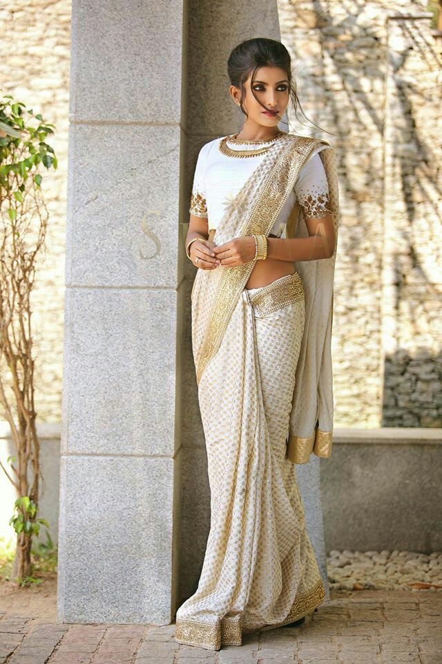 High Neck White Saree Jacket Design Avni Pearl White Sleeveless