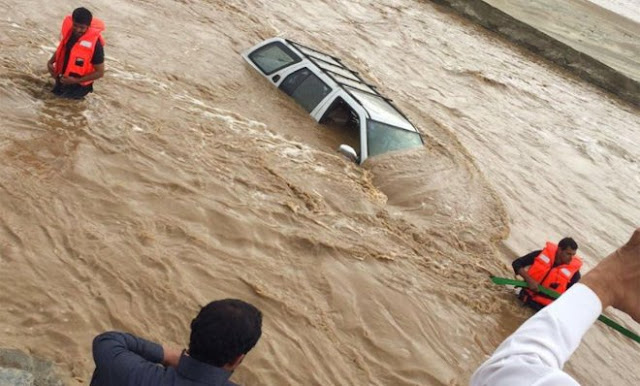 PICTURES AND VIDEOS: Flood ravaged Saudi Arabia, heavy rainful to continue One died, one is missing, 10 injured while 280 were rescued in the severe flooding in Asir Region of Saudi Arabia. Arab News reported that the Saudi Arabian Civil Defense confirmed that they received more than 900 emergency calls due to flooding from southern cities of Abha and Khamis Mushayt.