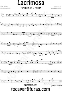 Partitura Fácil  de Lacrimosa para Violonchelo y Fagot by Sheet Music for Cello and Bassoon Partitura Requiem by Mozart Music Scores