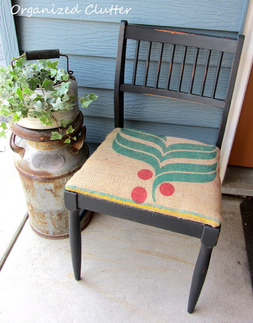 Upcycled Garage Sale Chair with Coffee Sack Seat