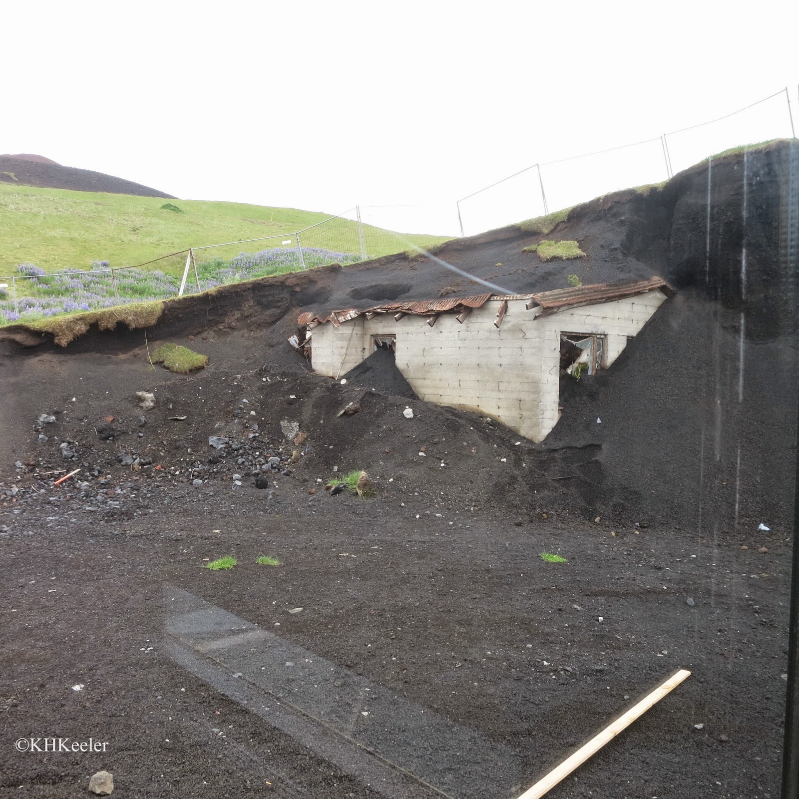 House mostly buried by Eldfell eruption, Westman Islands House mostly buried by Eldfell eruption, Westman Islands
