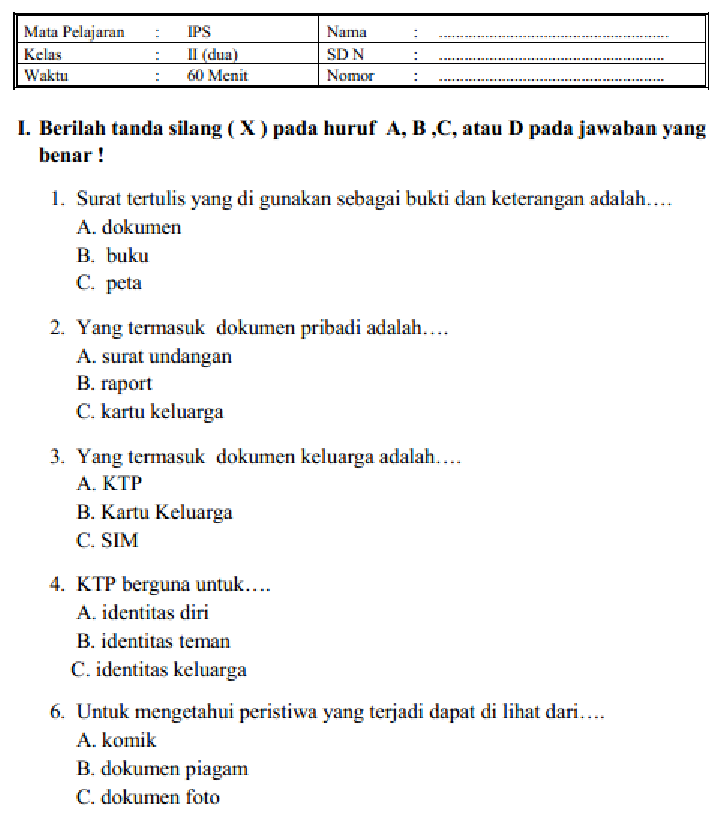 SOAL DAN JAWABAN LATIHAN UAS IPS KELAS 2 SD/MI SEMESTER 1